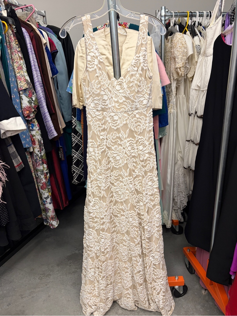 Show Me Your MuMu Cream Lace V-Neck Maxi Dress